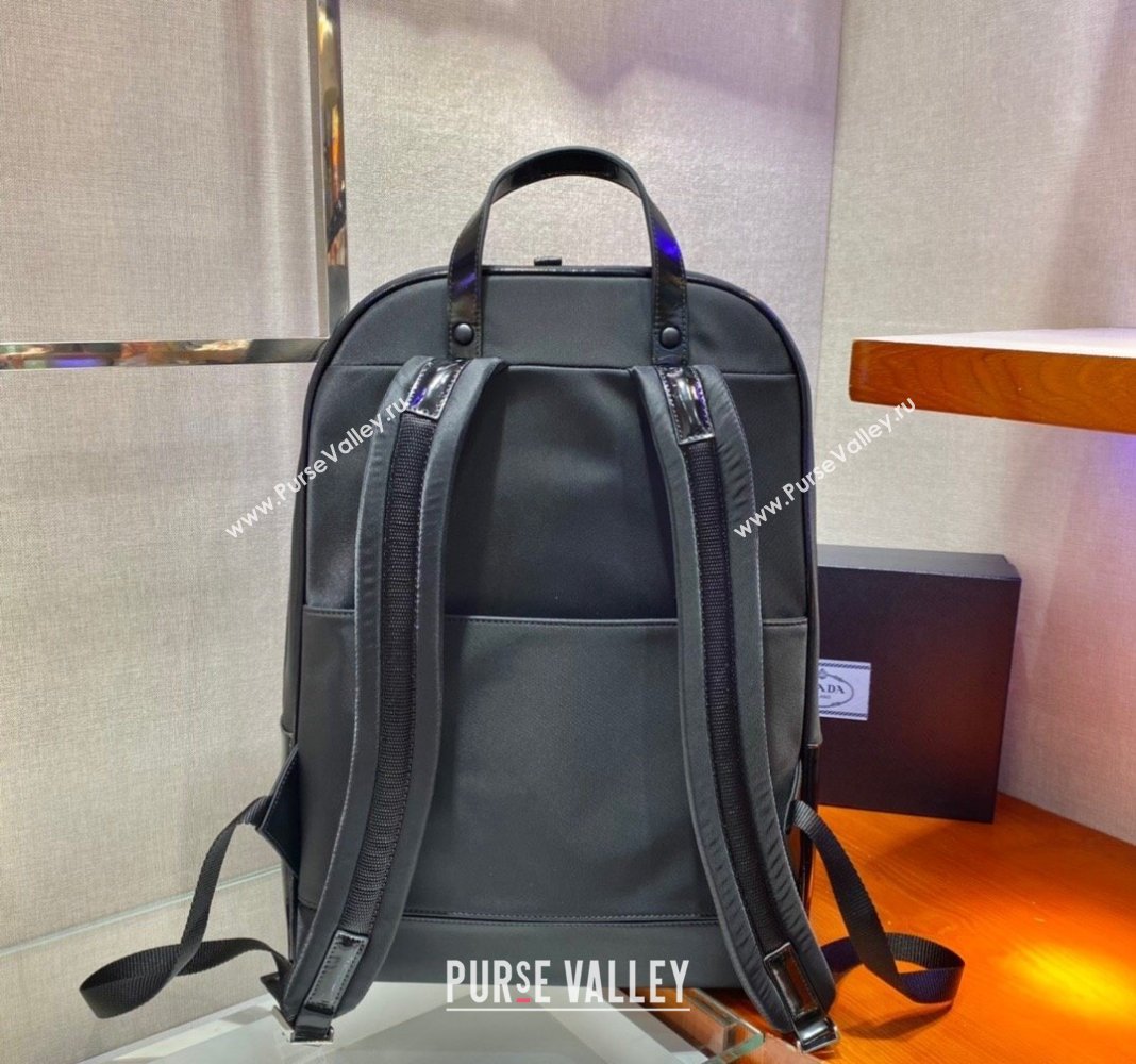 Prada Mens Re-Nylon and leather backpack bag 2VZ084 black 2024 (YZ-240312088)
