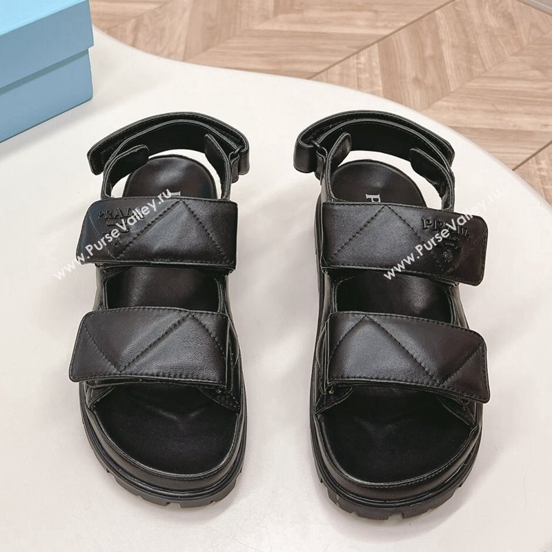 Prada Calf Leather Strap Flat Sandals Black 2024 0327 (MD-240327122)