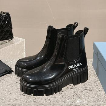 Prada Patent Rubber Rain Boots Black/White 2024 0327 (MD-240327126)