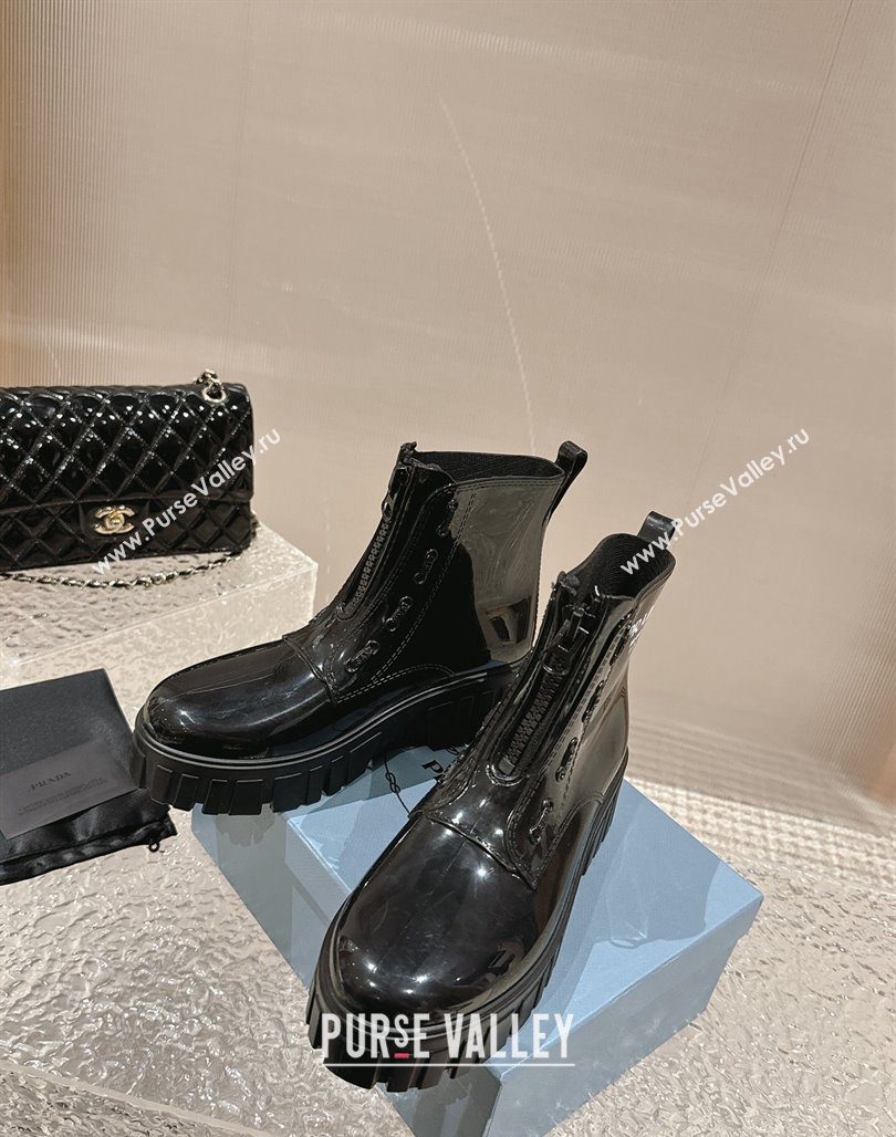 Prada Patent Rubber Rain Boots with Zip Black 2024 0327 (MD-240327128)