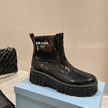 Prada Patent Rubber Rain Boots with Zip Black 2024 0327 (MD-240327128)