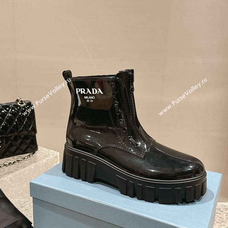 Prada Patent Rubber Rain Boots with Zip Black 2024 0327 (MD-240327128)