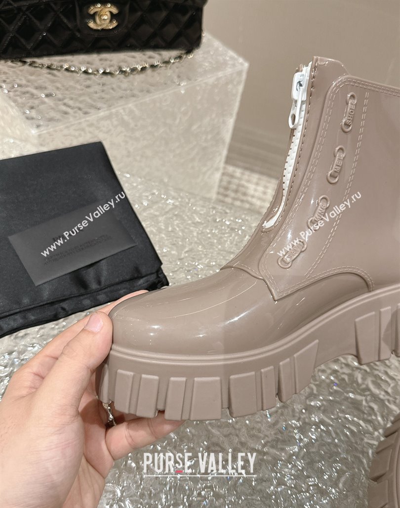 Prada Patent Rubber Rain Boots with Zip Khaki Grey 2024 0327 (MD-240327129)