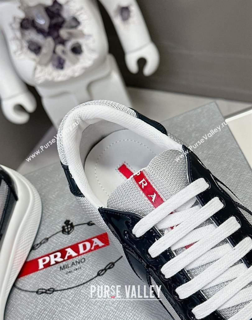 Prada Americas Cup Patent Rubber and Bike Fabric Sneakers Black/Grey2 2024 0327 (MD-240327137)