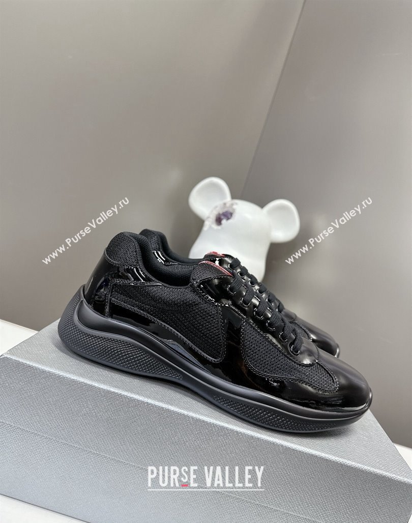 Prada Americas Cup Patent Rubber and Bike Fabric Sneakers Black 3 2024 0327 (MD-240327155)