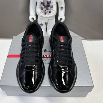 Prada Americas Cup Patent Rubber and Bike Fabric Sneakers Black 3 2024 0327 (MD-240327155)