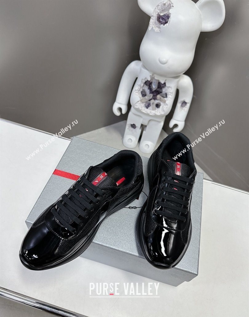 Prada Americas Cup Patent Rubber and Bike Fabric Sneakers Black 3 2024 0327 (MD-240327155)