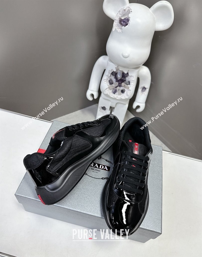 Prada Americas Cup Patent Rubber and Bike Fabric Sneakers Black 3 2024 0327 (MD-240327155)