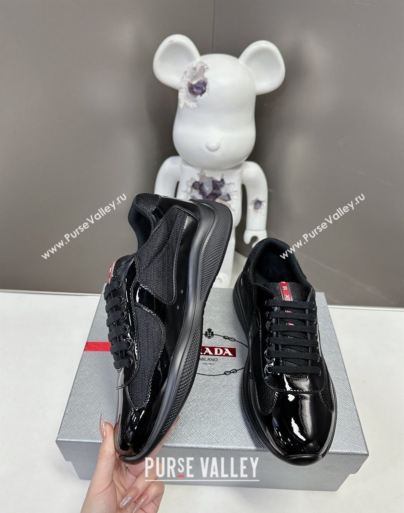 Prada Americas Cup Patent Rubber and Bike Fabric Sneakers Black 3 2024 0327 (MD-240327155)