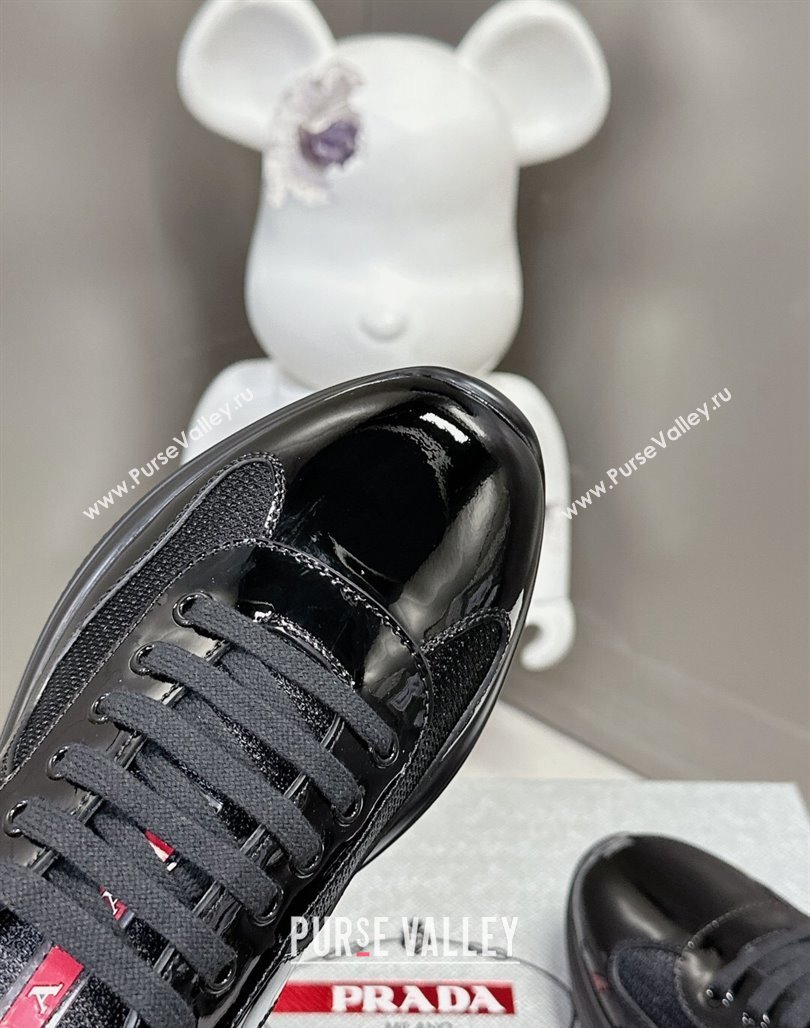 Prada Americas Cup Patent Rubber and Bike Fabric Sneakers Black 3 2024 0327 (MD-240327155)