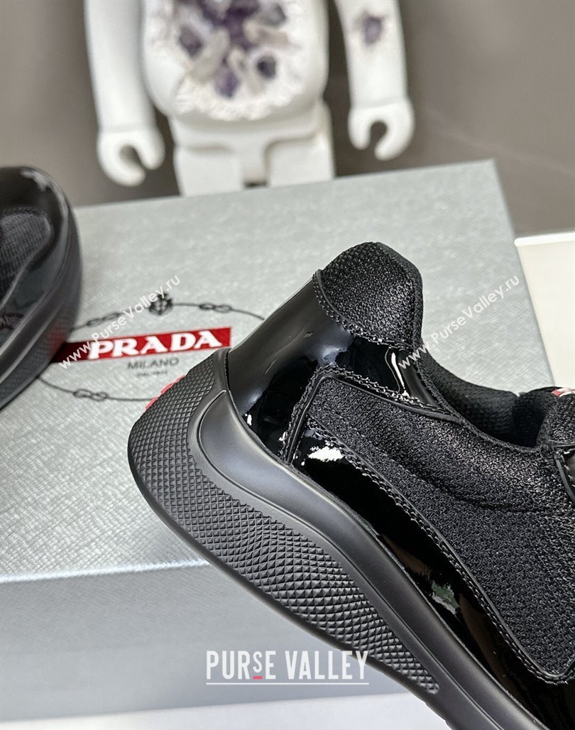 Prada Americas Cup Patent Rubber and Bike Fabric Sneakers Black 3 2024 0327 (MD-240327155)