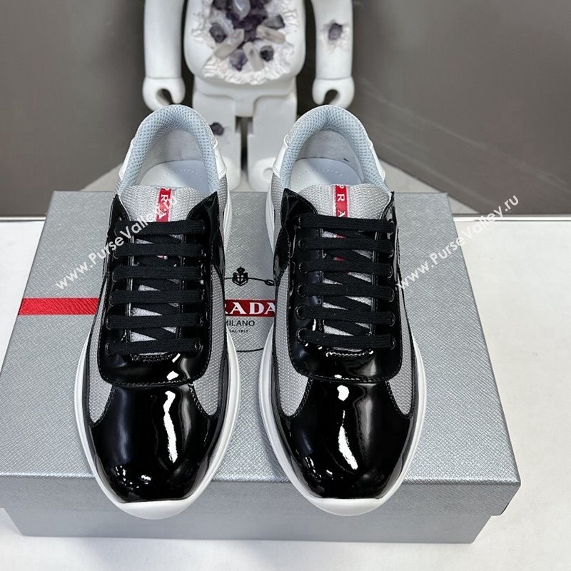 Prada Americas Cup Patent Rubber and Bike Fabric Sneakers Black/Grey3 2024 0327 (MD-240327157)