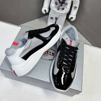 Prada Americas Cup Patent Rubber and Bike Fabric Sneakers Black/Grey3 2024 0327 (MD-240327157)