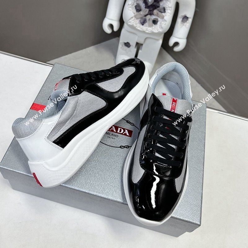 Prada Americas Cup Patent Rubber and Bike Fabric Sneakers Black/Grey3 2024 0327 (MD-240327157)