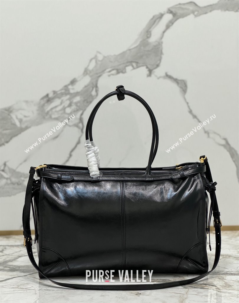 Prada Large leather handbag 1BA439 Black 2024 (YZ-240417001)