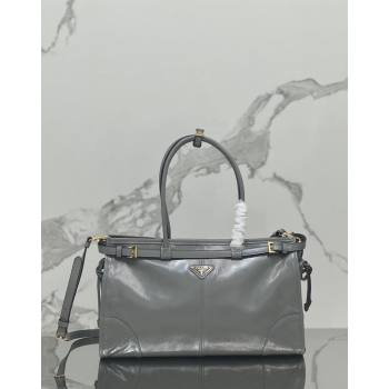 Prada Large leather handbag 1BA433 Grey 2024 (YZ-240417002)