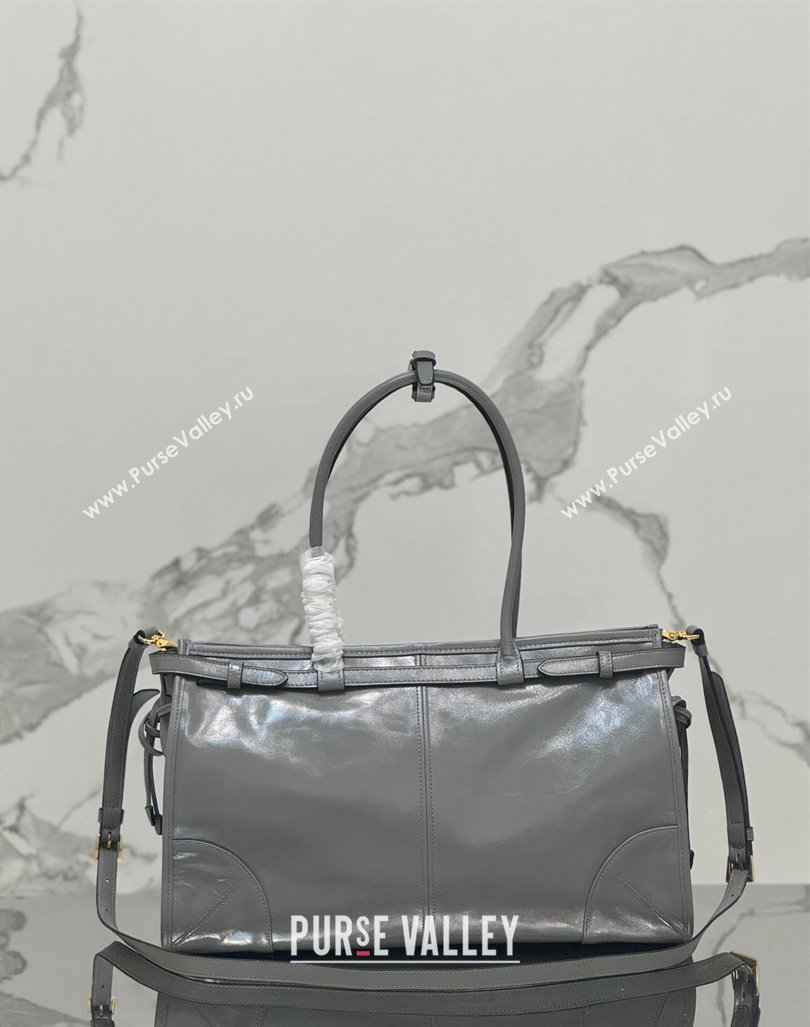 Prada Large leather handbag 1BA433 Grey 2024 (YZ-240417002)