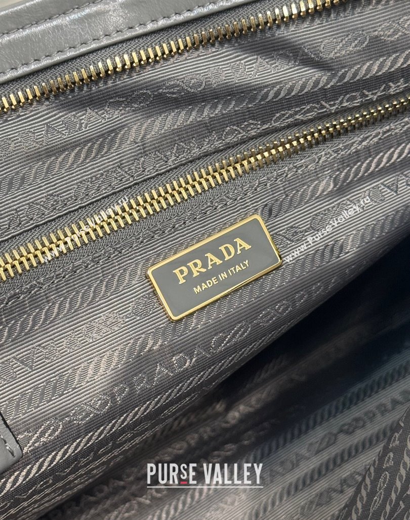 Prada Large leather handbag 1BA433 Grey 2024 (YZ-240417002)