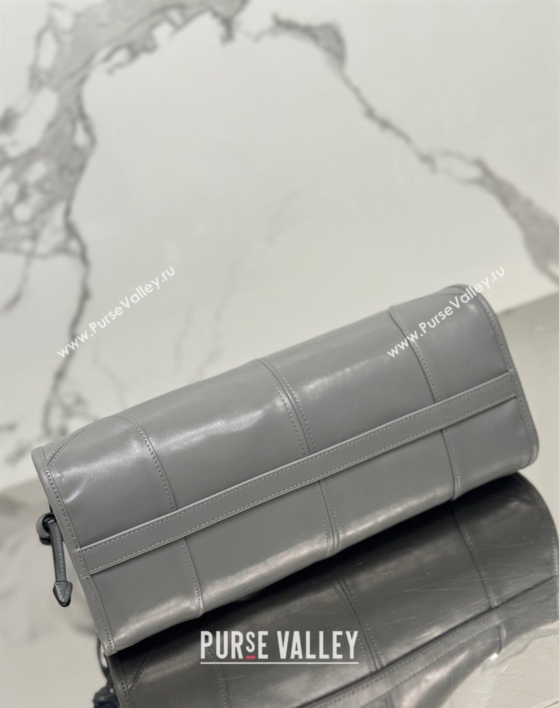 Prada Medium shiny leather top handbag 1BA426 Grey 2024 (YZ-240417003)