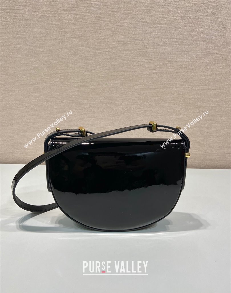 Prada Patent leather saddle Emini bag Black 2024 1BA349 (YZ-240416045)