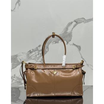 Prada Large leather handbag 1BA433 Brown 2024 (YZ-240417004)