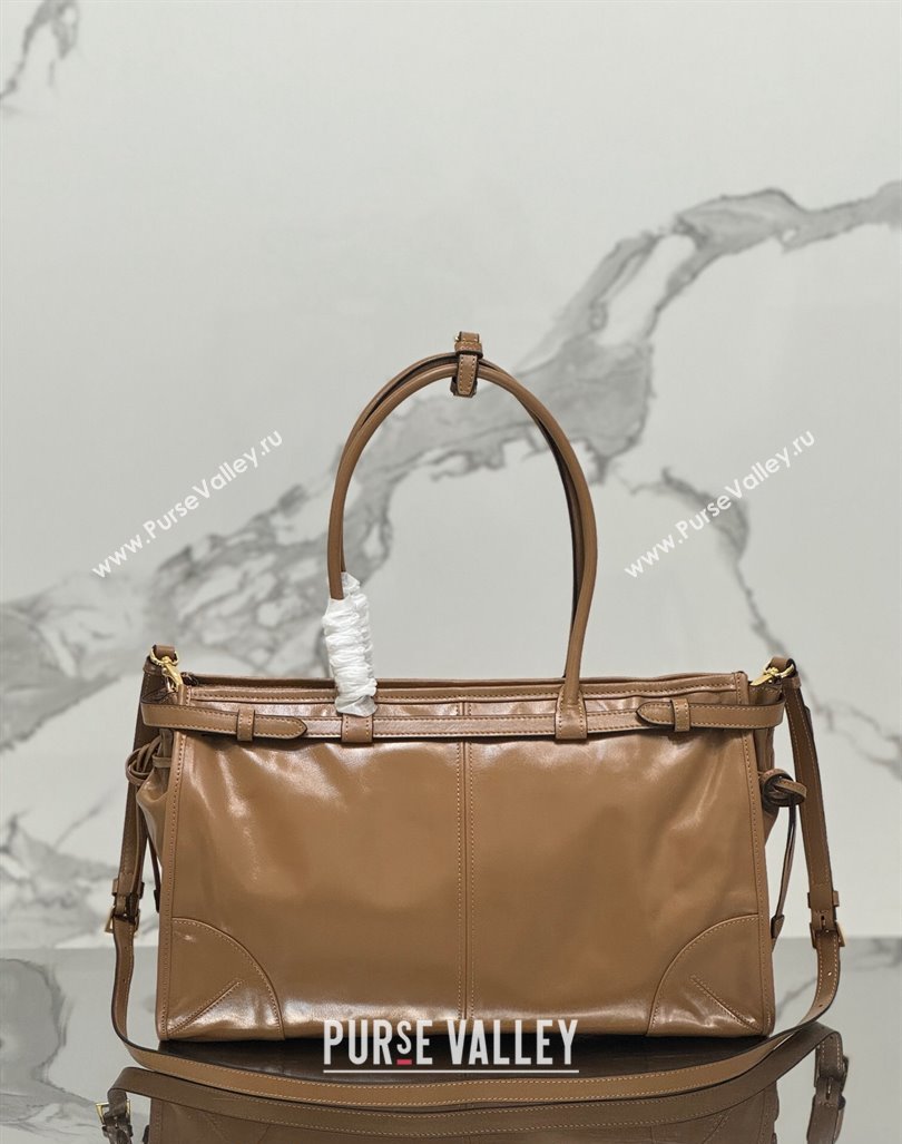 Prada Large leather handbag 1BA433 Brown 2024 (YZ-240417004)