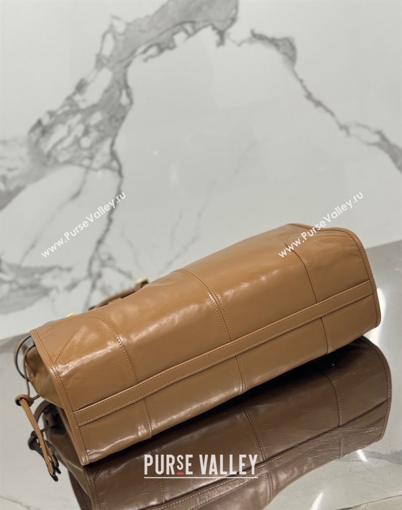 Prada Large leather handbag 1BA433 Brown 2024 (YZ-240417004)