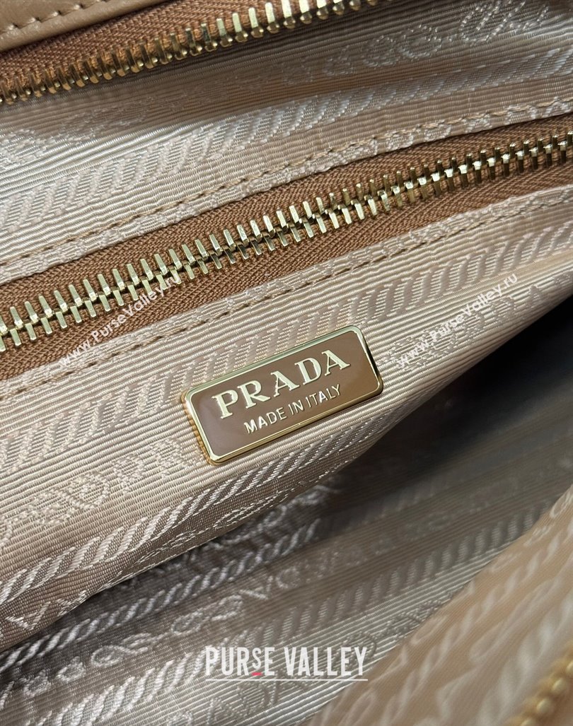 Prada Medium shiny leather top handbag 1BA426 Brown 2024 (YZ-240417005)