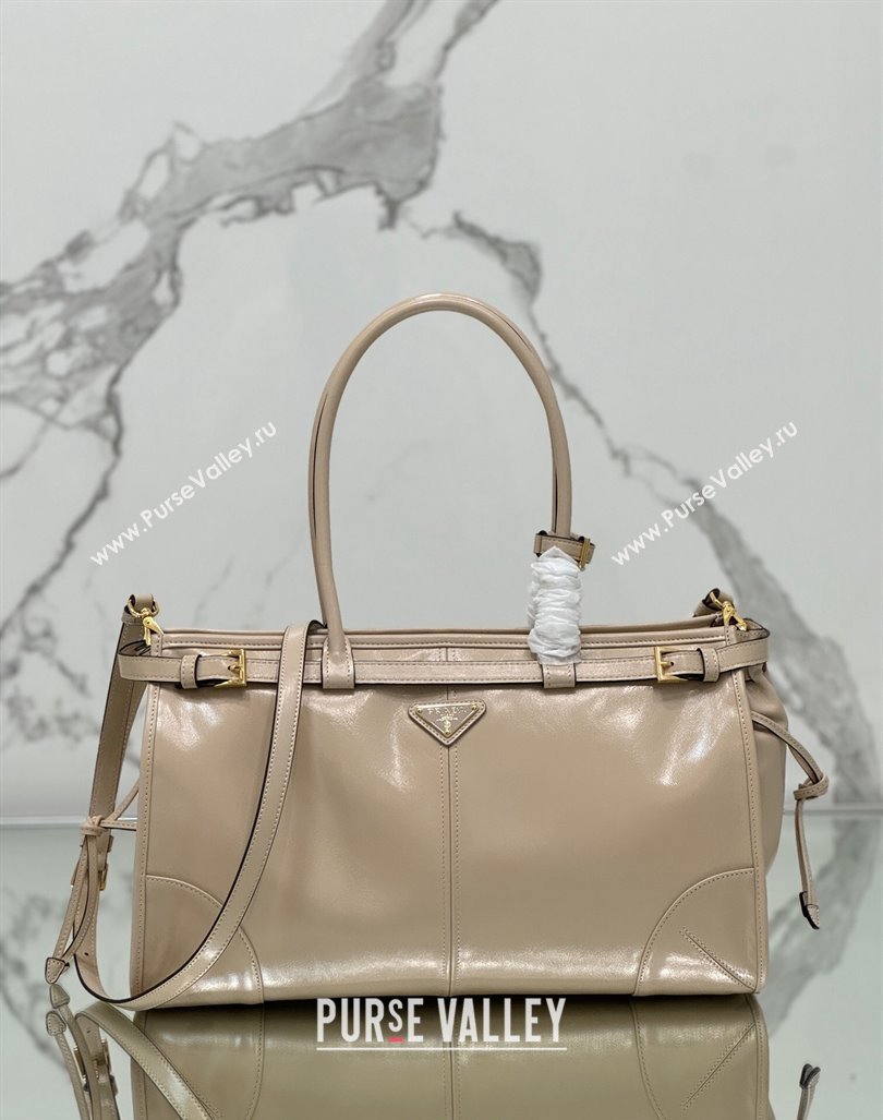 Prada Large leather handbag 1BA433 Nude 2024 (YZ-240417006)