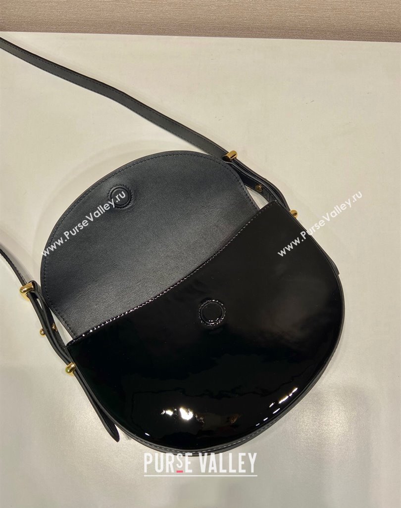 Prada Patent leather saddle Emini bag Black 2024 1BA349 (YZ-240416045)