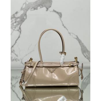 Prada Medium shiny leather handbag 1BA426 Nude 2024 (YZ-240417007)