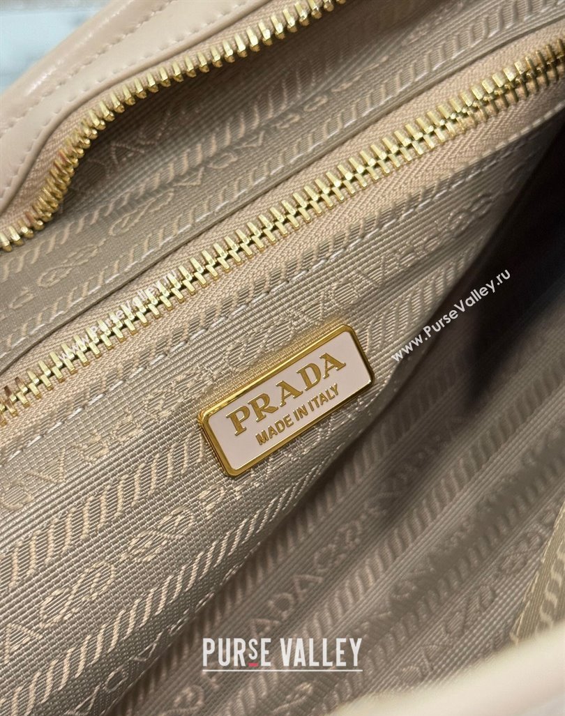 Prada Medium shiny leather handbag 1BA426 Nude 2024 (YZ-240417007)