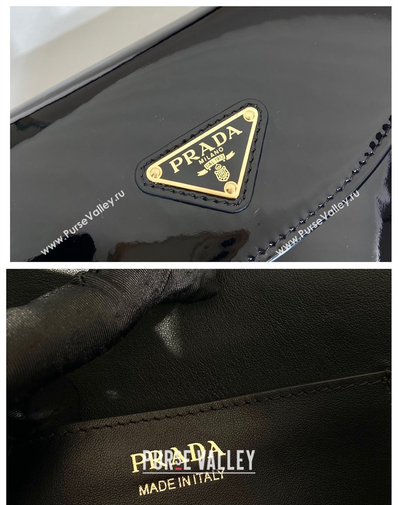 Prada Patent leather saddle Emini bag Black 2024 1BA349 (YZ-240416045)