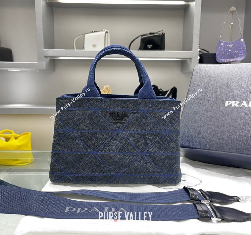 Prada Quilted Cotton Canvas Tote bag 1BG439 Blue 2024 (YZ-240417012)