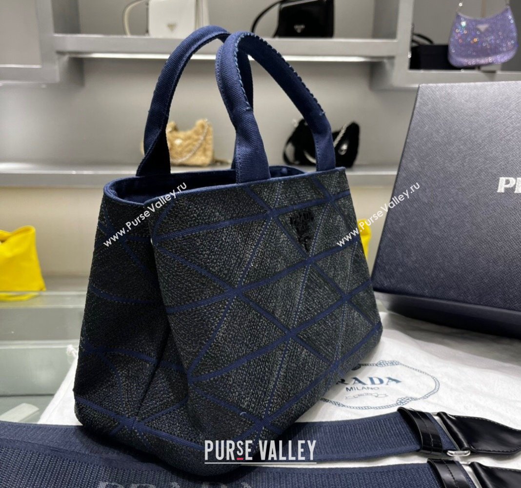 Prada Quilted Cotton Canvas Tote bag 1BG439 Blue 2024 (YZ-240417012)