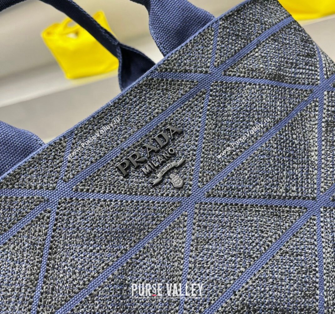 Prada Quilted Cotton Canvas Tote bag 1BG439 Blue 2024 (YZ-240417012)