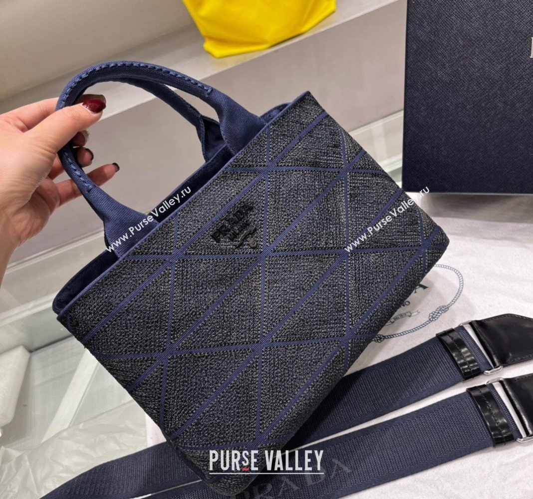 Prada Quilted Cotton Canvas Tote bag 1BG439 Blue 2024 (YZ-240417012)