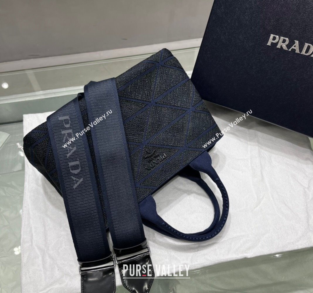 Prada Quilted Cotton Canvas Tote bag 1BG439 Blue 2024 (YZ-240417012)