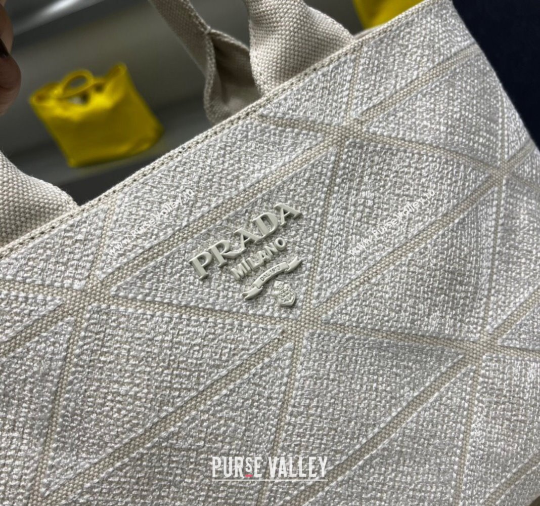 Prada Quilted Cotton Canvas Tote bag 1BG439 White 2024 (YZ-240417013)