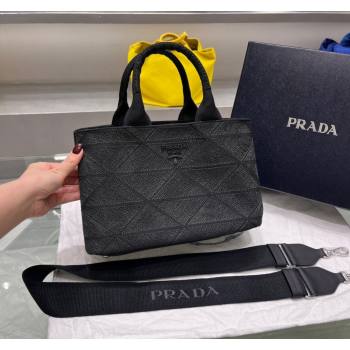Prada Quilted Cotton Canvas Tote bag 1BG439 Black 2024 (YZ-240417014)