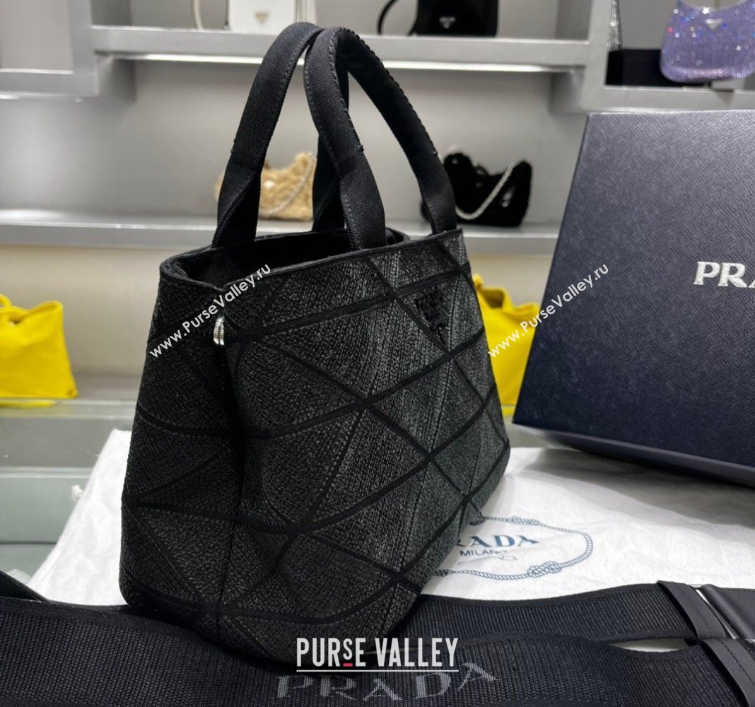 Prada Quilted Cotton Canvas Tote bag 1BG439 Black 2024 (YZ-240417014)