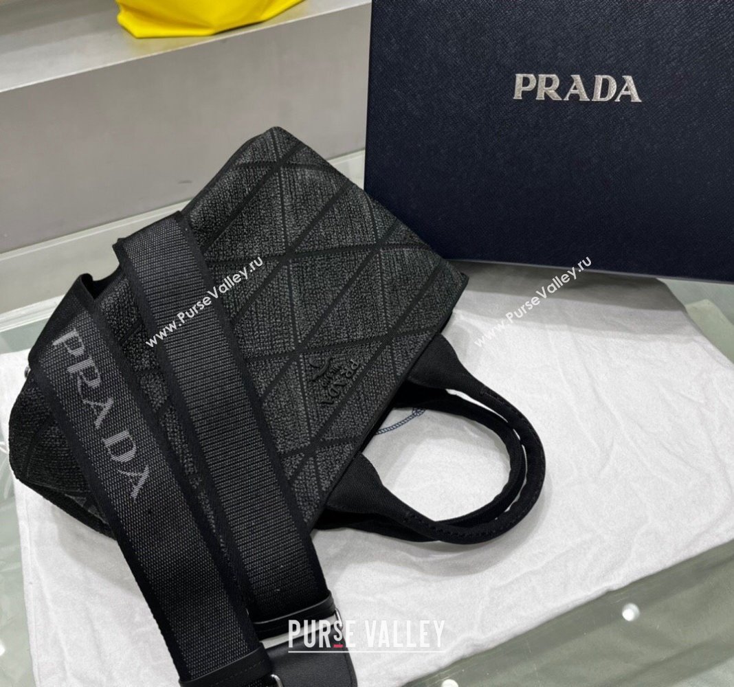 Prada Quilted Cotton Canvas Tote bag 1BG439 Black 2024 (YZ-240417014)
