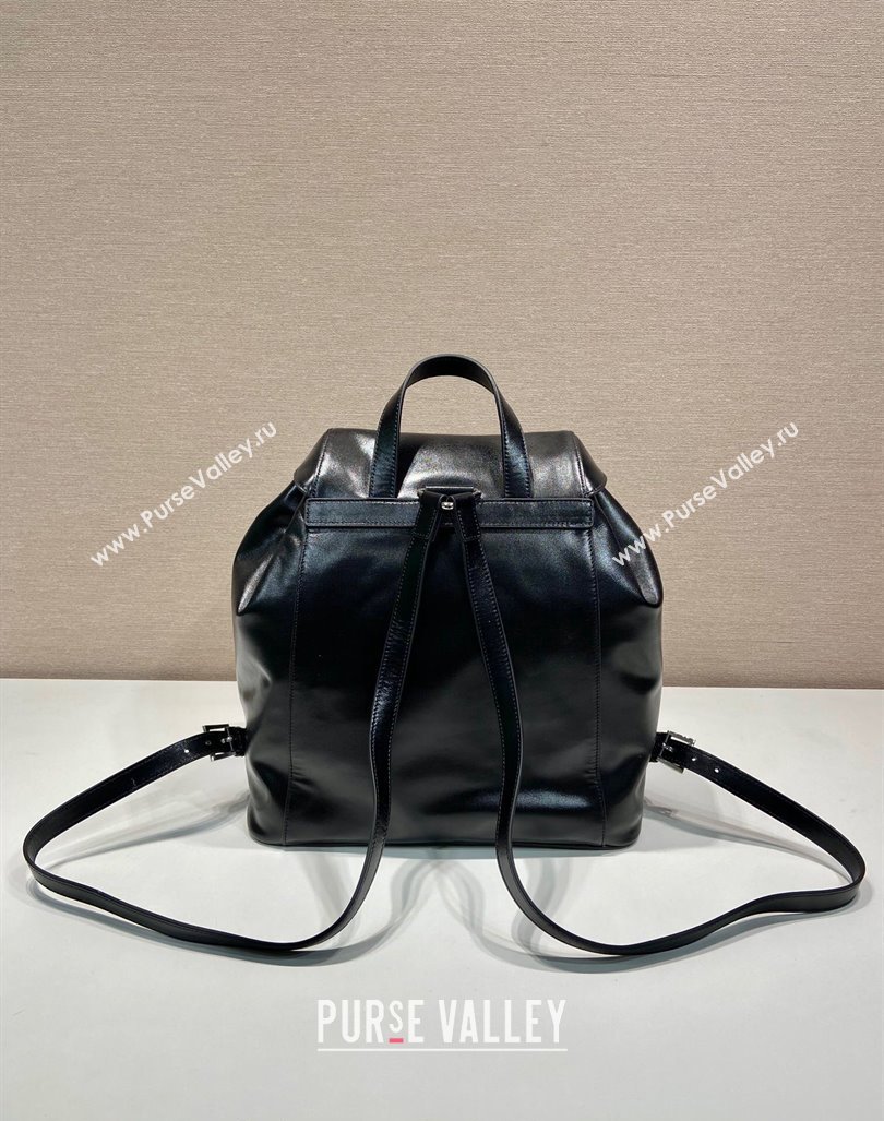 Prada Shiny leather medium backpack bag with pouch Black 2024 1BZ811 (YZ-240416047)