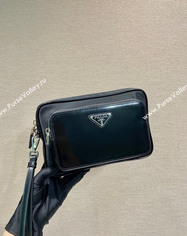 Prada Mens Re-Nylon and brushed leather pouch Black 2024 2VF041 (YZ-240416046)