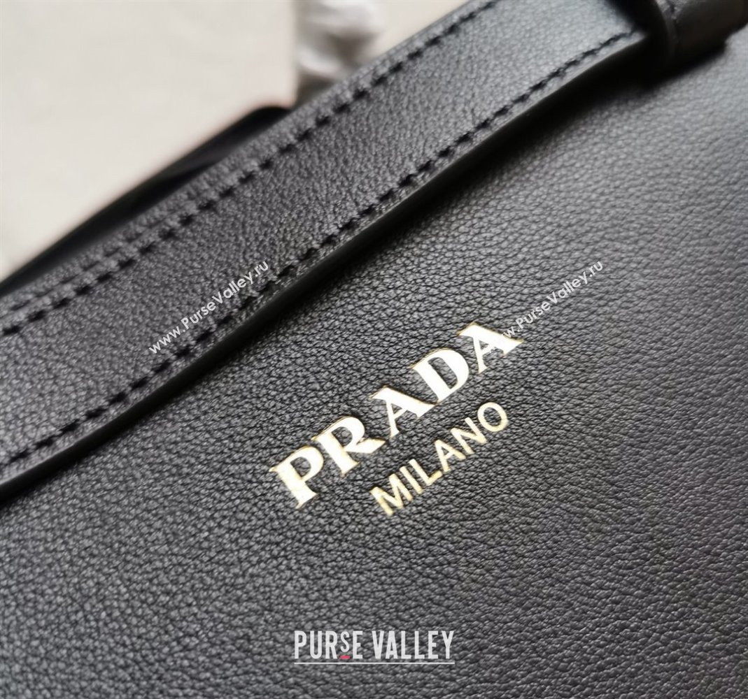 Prada Buckle medium leather handbag with double belt Black 2024 1BA417 (YZ-240416038)