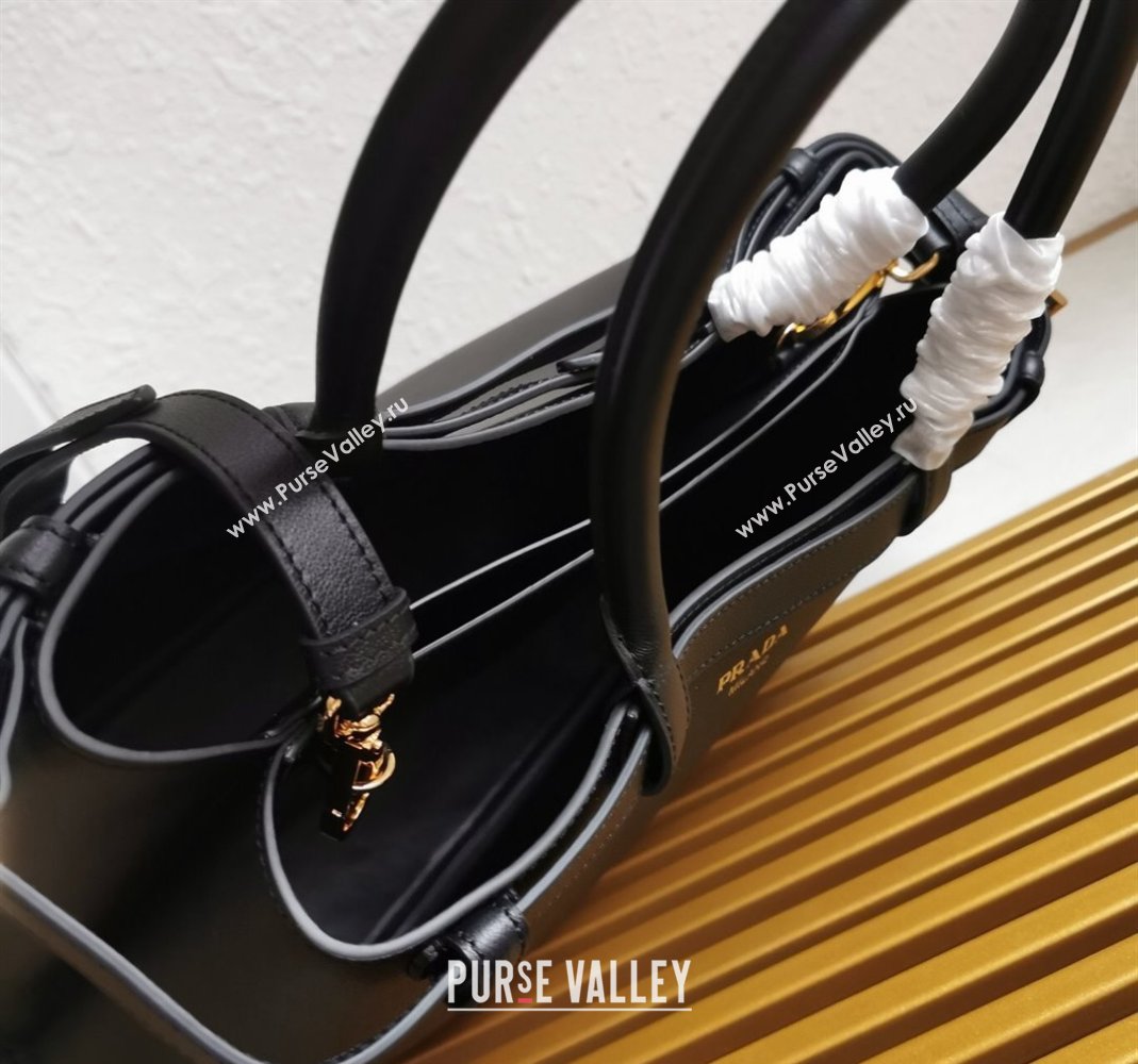 Prada Buckle medium leather handbag with double belt Black 2024 1BA417 (YZ-240416038)