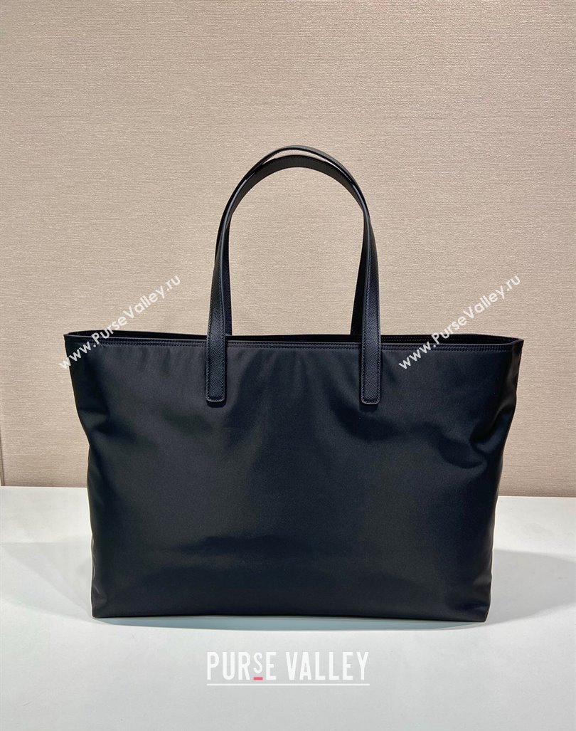 Prada Re-Edition 1978 large Re-Nylon and Saffiano leather tote bag 1BG527 Black 2024 (YZ-240416032)