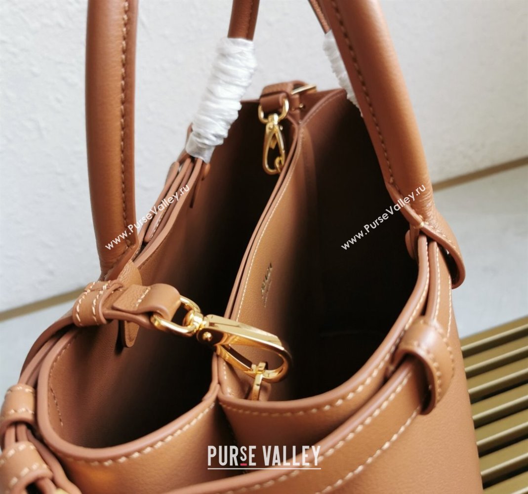 Prada Buckle medium leather handbag with double belt Brown 2024 1BA417 (YZ-240416039)