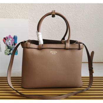 Prada Buckle medium leather handbag with double belt Powder Beige 2024 1BA417 (YZ-240416040)