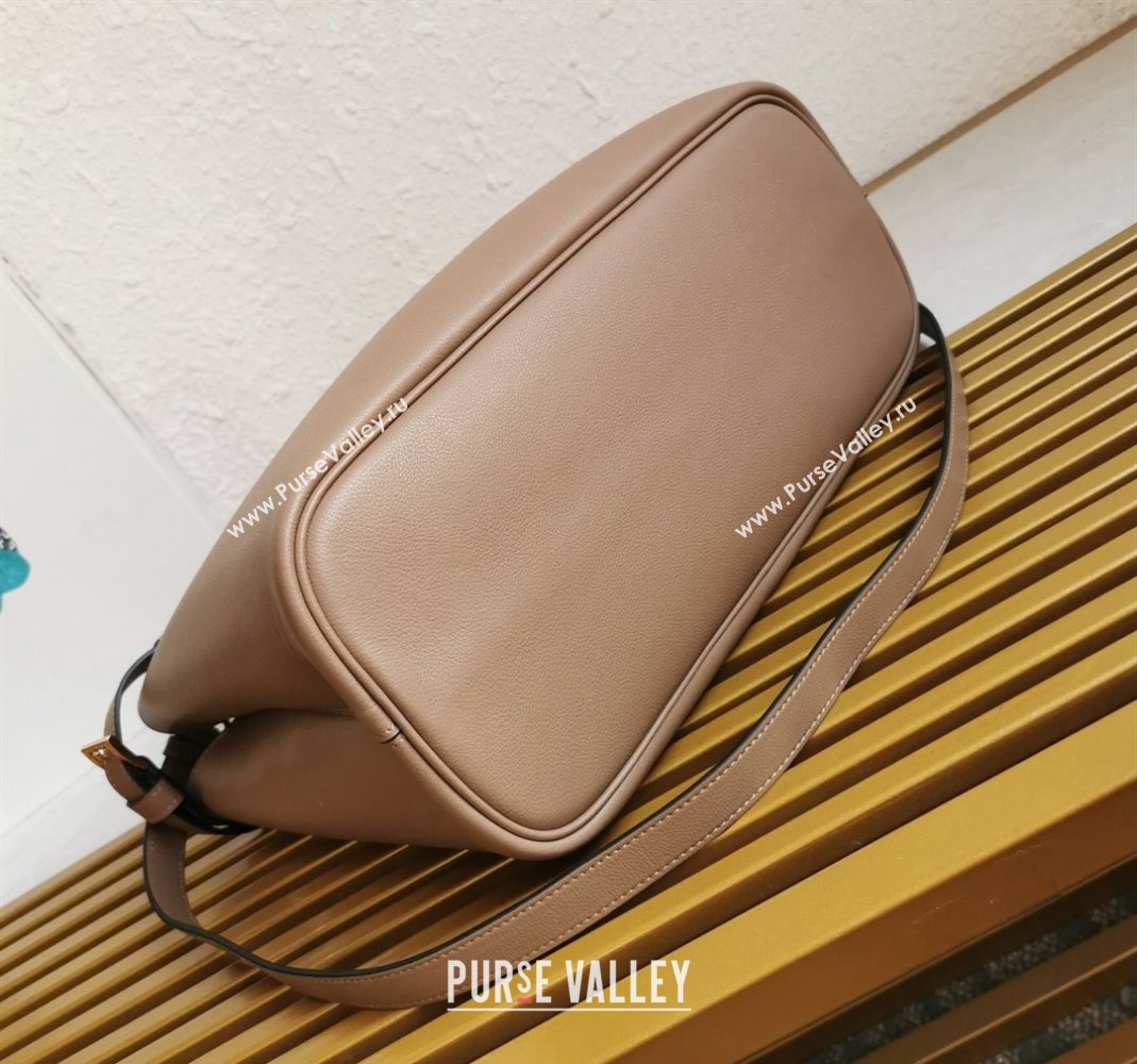 Prada Buckle medium leather handbag with double belt Powder Beige 2024 1BA417 (YZ-240416040)